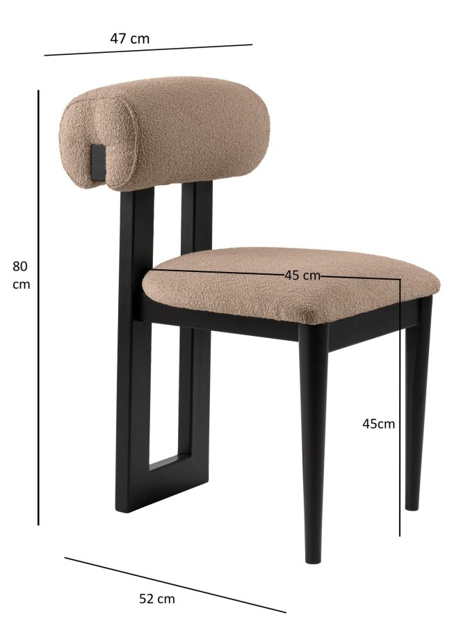 NORDVÄRK Natura Esszimmerstuhl – Sand/Beige Polyester und schwarzes Buchenholz (2er-Set)