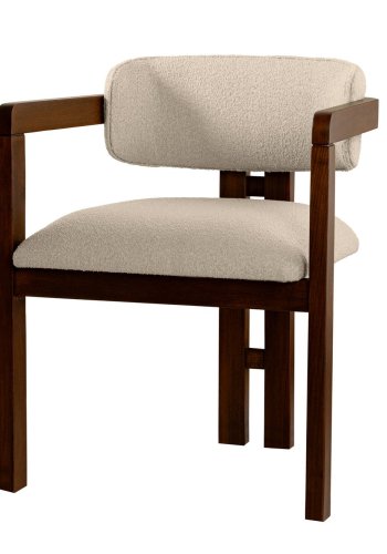 NORDVRK Mistral spisestuestol, med armlener - off-white polyester og valnttfarget bk