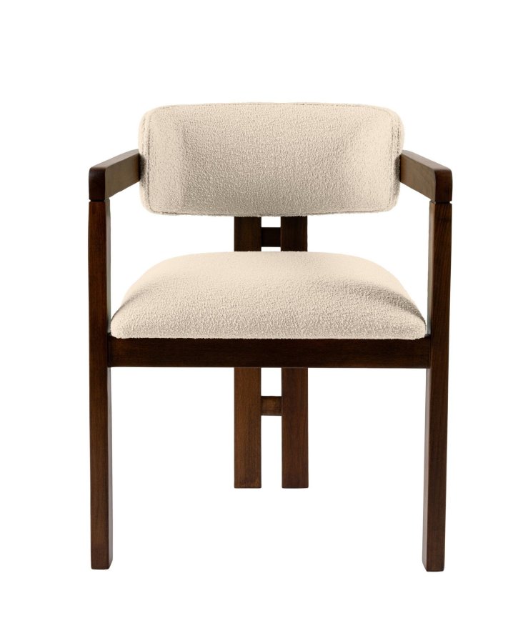 NORDVRK Mistral spisestuestol, med armlener - off-white polyester og valnttfarget bk