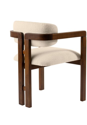 NORDVRK Mistral spisestuestol, med armlener - off-white polyester og valnttfarget bk