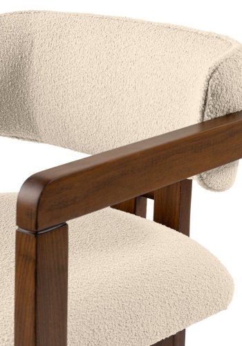 NORDVRK Mistral spisestuestol, med armlener - off-white polyester og valnttfarget bk