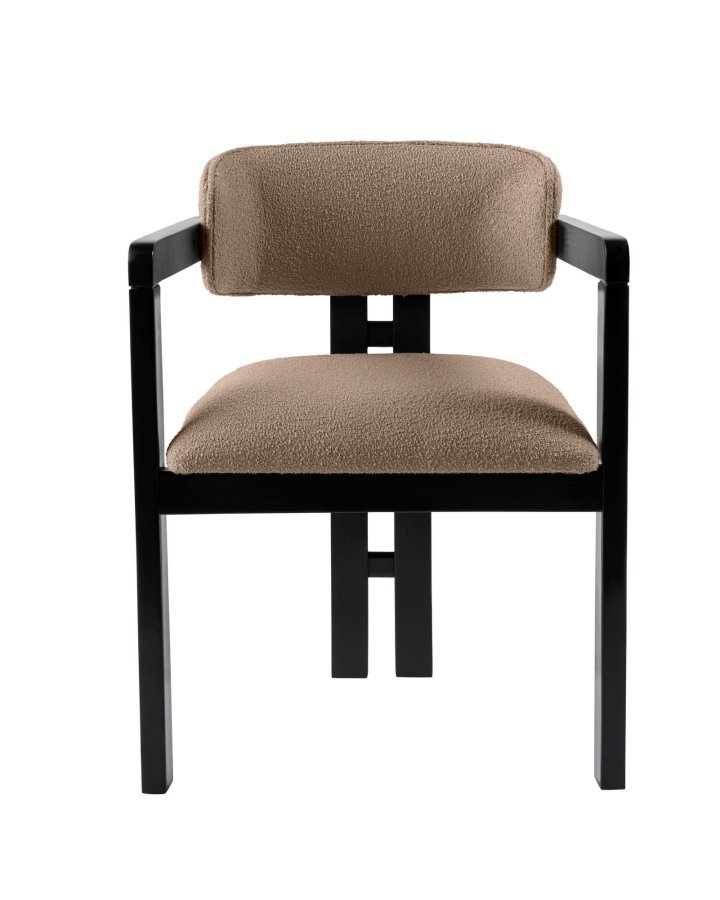 NORDV�RK Mistral spisestol, med armlener - sand/beige polyester og svart b�k