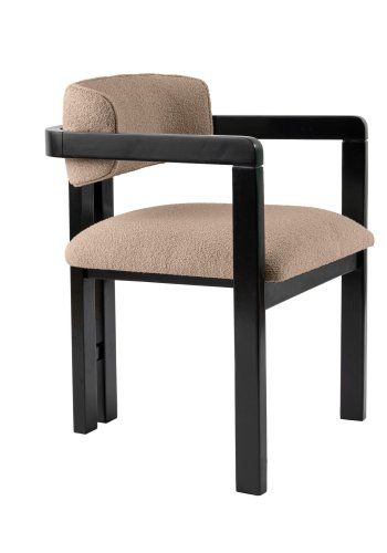 NORDV�RK Mistral spisestol, med armlener - sand/beige polyester og svart b�k