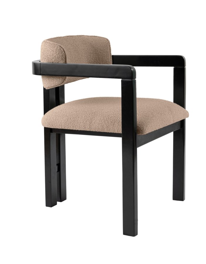 NORDV�RK Mistral spisestol, med armlener - sand/beige polyester og svart b�k