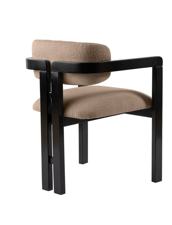 NORDV�RK Mistral spisestol, med armlener - sand/beige polyester og svart b�k