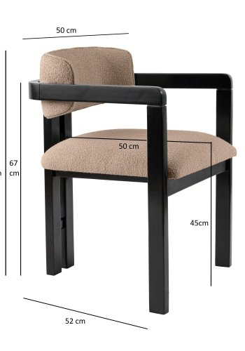 NORDV�RK Mistral spisestol, med armlener - sand/beige polyester og svart b�k