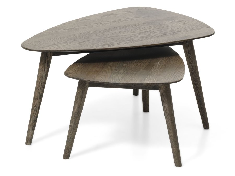 Bali Couchtisch SM, dreieckig - Räuchereiche (2er-Set)