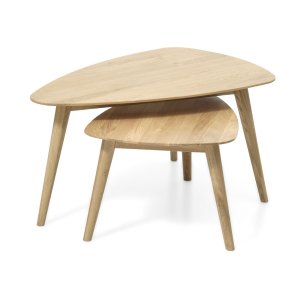 Bali soffbord SM, trekantigt - naturlig ek (set om 2)