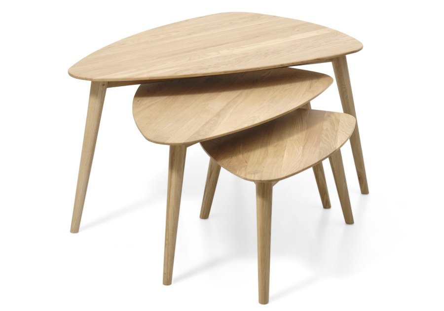 Bali Couchtisch SML, dreieckig - Eiche natur (3er-Set)