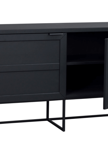 ROWICO rektangulr Everett sknk m. 2 lger og 1 hylde - sort eg og metal 