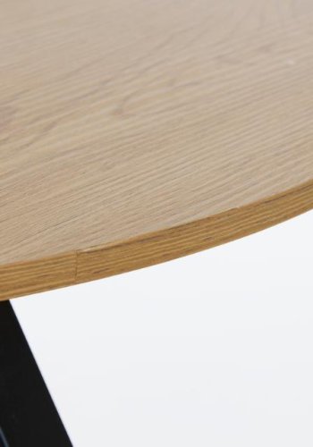 Cesura Couchtisch, rund – Melamin aus natürlicher Eiche und schwarzes Metall (80)