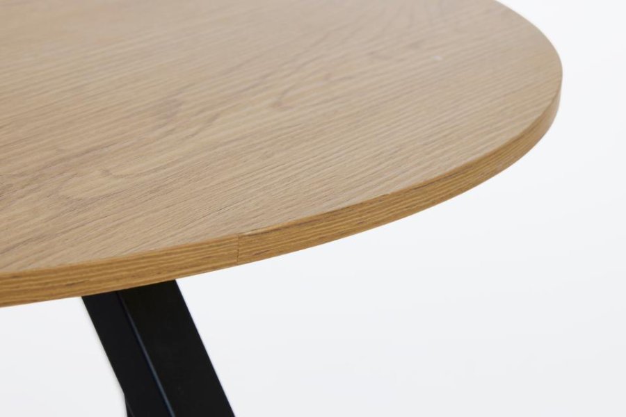 Cesura Couchtisch, rund – Melamin aus natürlicher Eiche und schwarzes Metall (80)