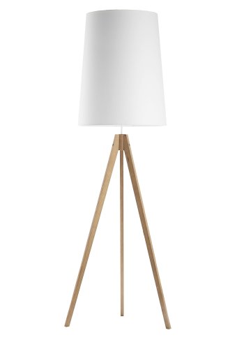 TK Walz gulvlampe - hvitt stoff og naturlig tre