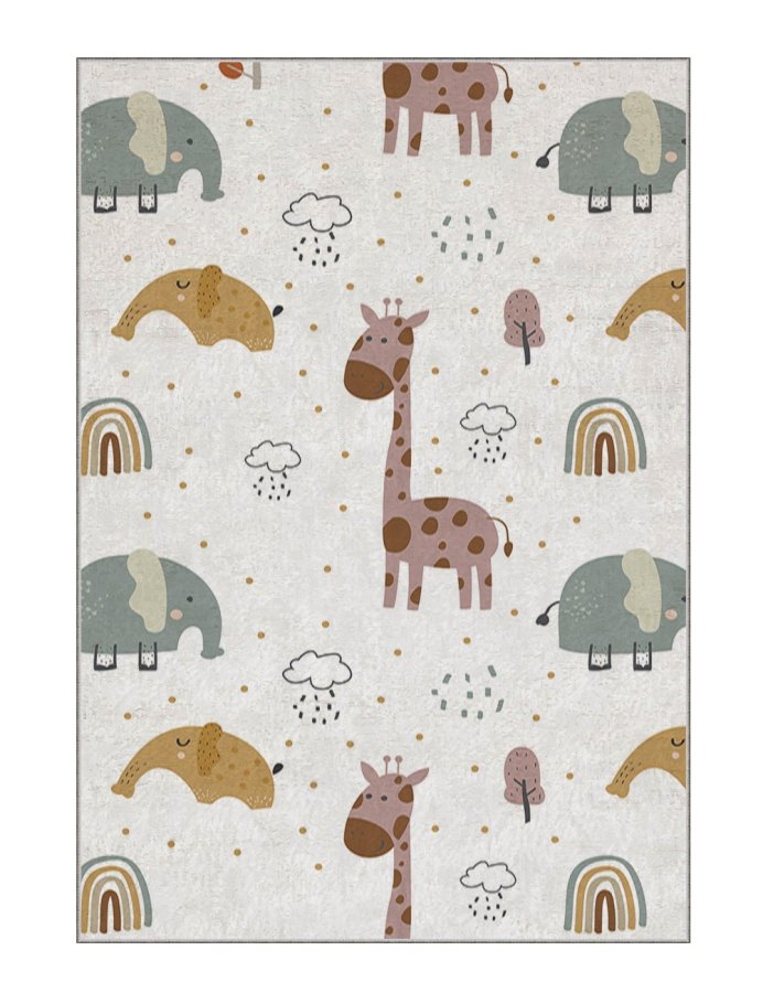 TEPPI HMI gulvtppe til brn, rektangulr - multifarvet polyester (160x230)