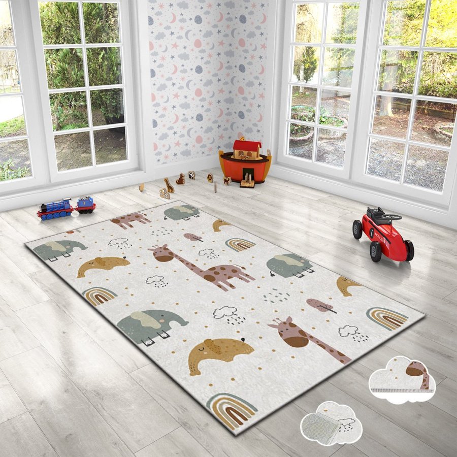 TEPPI HMI teppe for barn, rektangulrt - flerfarget polyester (180x280)