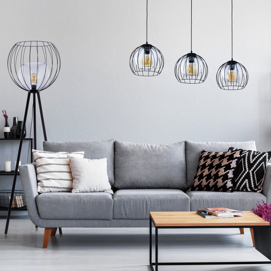 TK Universo gulvlampe - grafittglass og sort metall