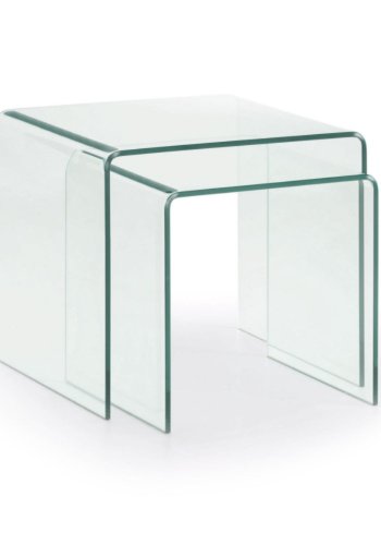 KAVE HOME Burano innsatsbord, firkantet - klart glass (sett m. 2)