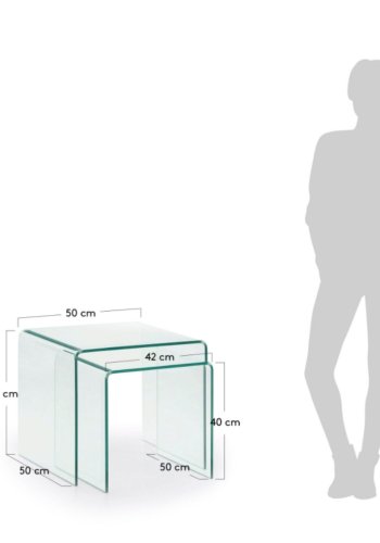 KAVE HOME Burano innsatsbord, firkantet - klart glass (sett m. 2)