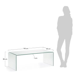 Rektangulr Burano sofabord - klar glas (110x50)
