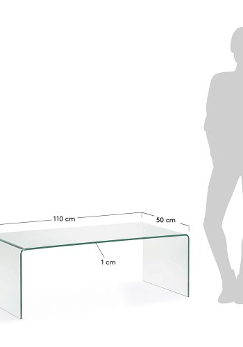 KAVE HOME rektangulrt Burano salongbord - klart glass (110x50)