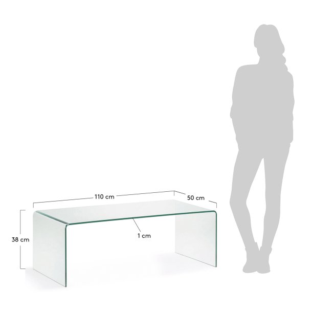 Rektangulr Burano sofabord - klar glas (110x50)