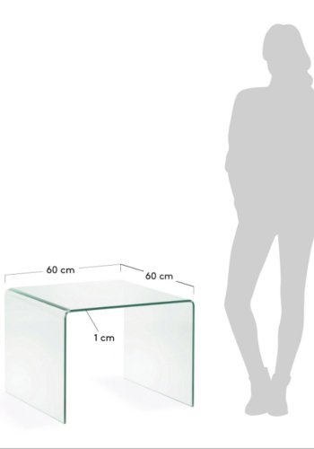 KAVE HOME Burano sidebord, firkantet - klart glass (60x60)