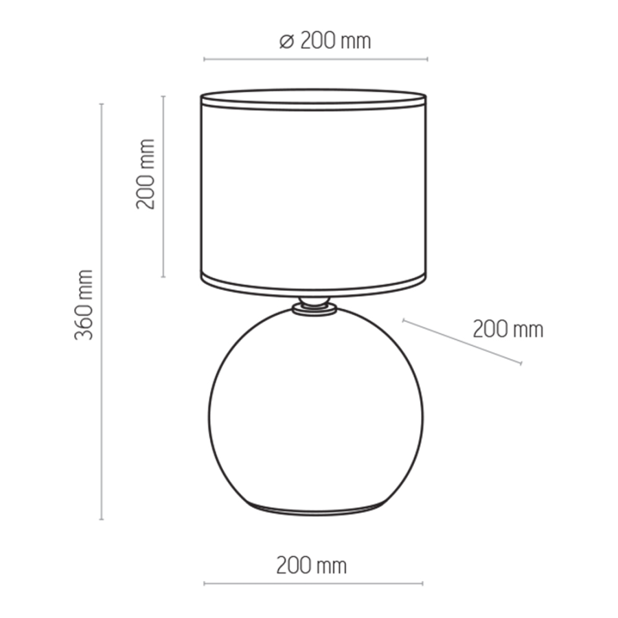 TK Palla bordlampe, Small - svart stoff og sort glass