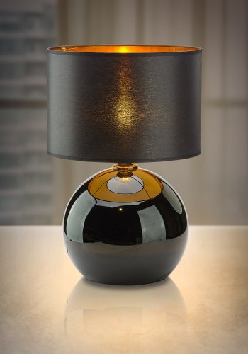 TK Palla bordlampe, Small - gull, sort stoff og sort glass