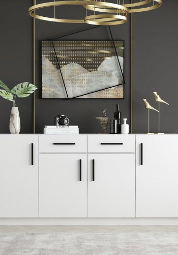 FUNZI LIVING skjenk, m. 4 drer, 2 skuffer og 6 hyller - hvit melamin