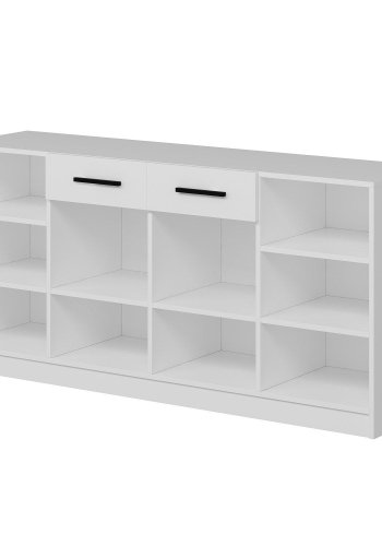 FUNZI LIVING skjenk, m. 4 drer, 2 skuffer og 6 hyller - hvit melamin