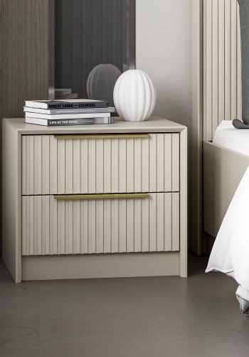 FUNZI LIVING Kale Luxe nattbord, m. 2 skuffer - steinmelamin (53x45)