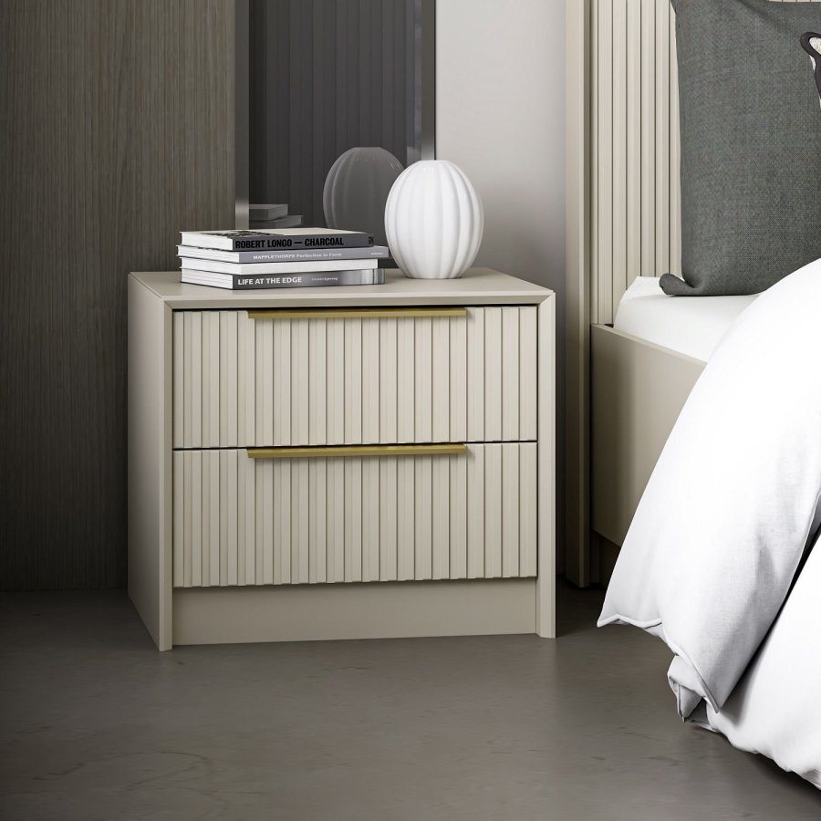 FUNZI LIVING Kale Luxe nattbord, m. 2 skuffer - steinmelamin (53x45)