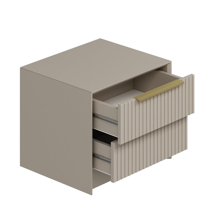 FUNZI LIVING Kale Luxe nattbord, m. 2 skuffer - steinmelamin (53x45)