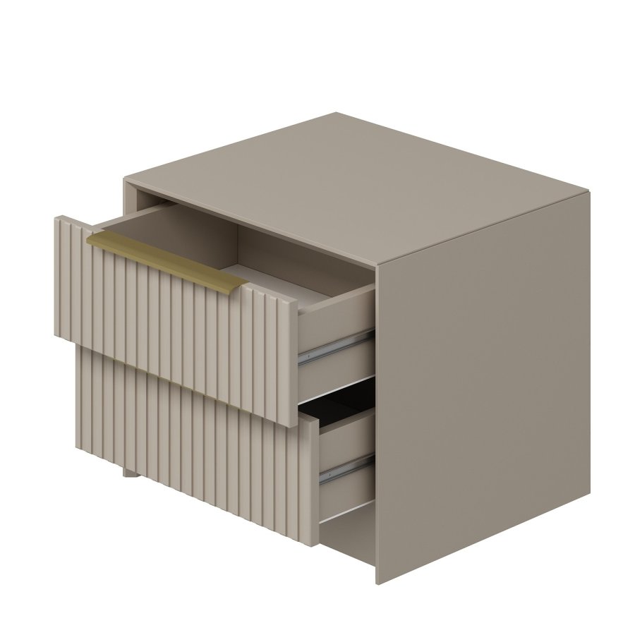 FUNZI LIVING Kale Luxe nattbord, m. 2 skuffer - steinmelamin (53x45)