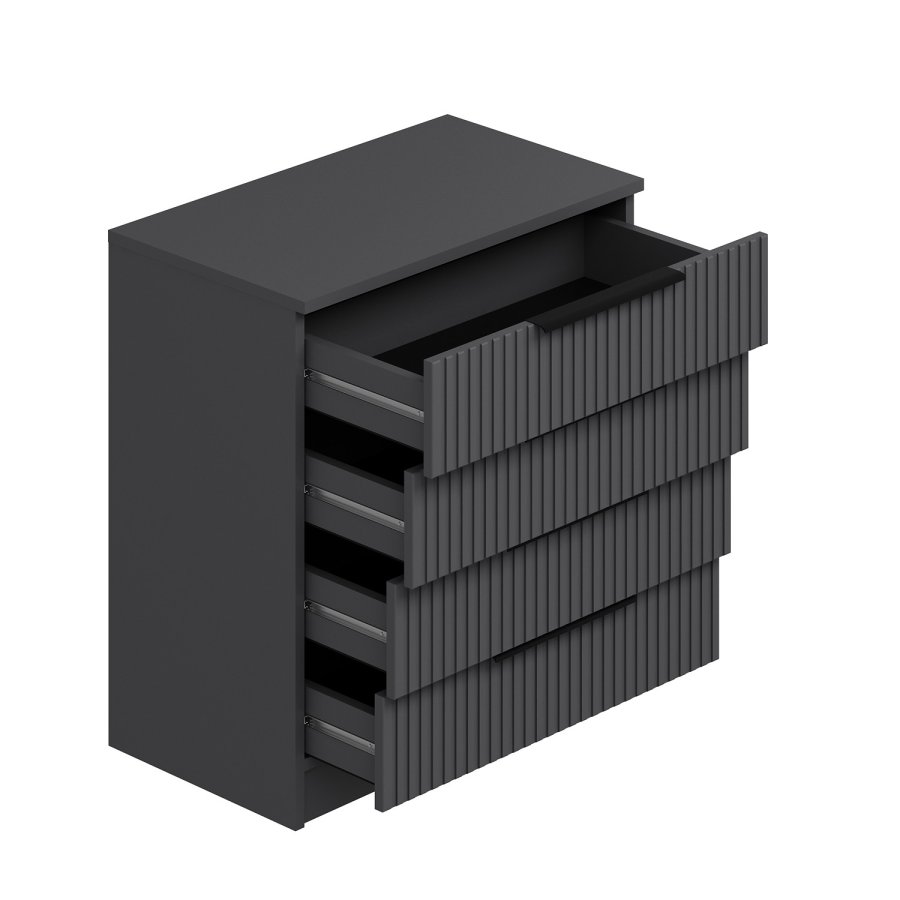 FUNZI LIVING 7899 Kommode mit 4 Schubladen - anthrazitgraues Melamin