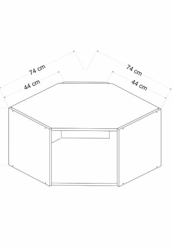 FUNZI LIVING Eckwandschrank, m. 1 Tür - Antikweiß und weißes Melamin