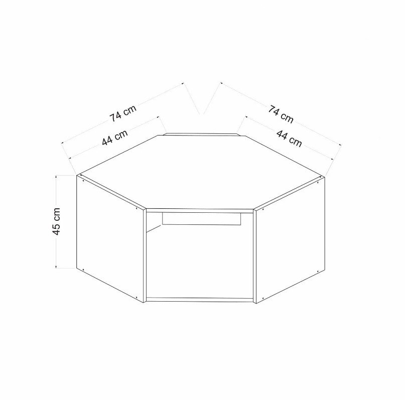 FUNZI LIVING Eckwandschrank, m. 1 Tür - Antikweiß und weißes Melamin
