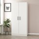 FUNZI LIVING Kales 190 garderobe, m. 2 drer, 1 hylle, 2 hengerstenger - hvit melamin