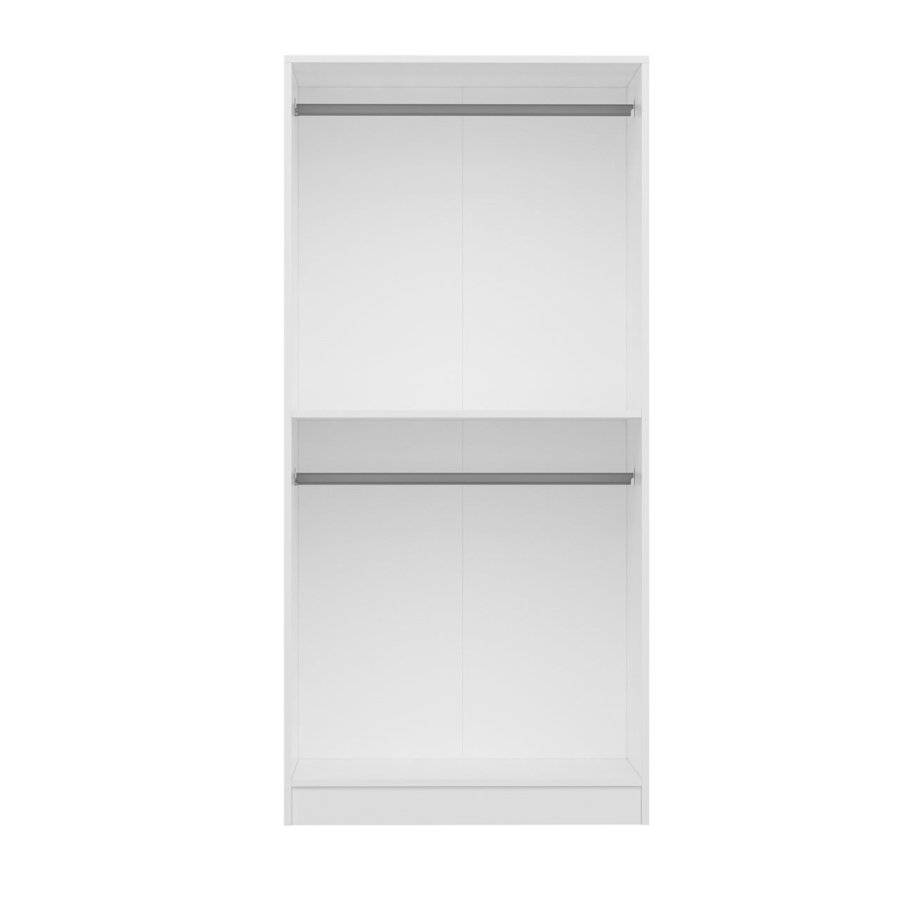 FUNZI LIVING Kales 190 garderobe, m. 2 speildrer, 1 hylle, 2 hengerstenger - antikk hvit melamin