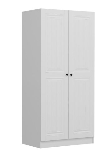 FUNZI LIVING Kales Membran 190 garderobe, m. 2 drer, 1 hylle, 2 hengerstenger - hvit melamin