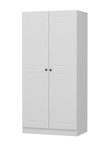 FUNZI LIVING Kales Membran 210 garderobeskap, m. 2 drer, 1 hylle, 2 hengerstenger - hvit melamin