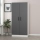 FUNZI LIVING 210 garderobeskap, m. 2 drer, 1 hylle, 2 henger - antrasittgr og hvit melamin