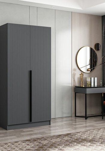 FUNZI LIVING Plus Membrane 210 garderobe, m. 2 drer, 1 hylle, 2 hengerstenger - antrasittgr