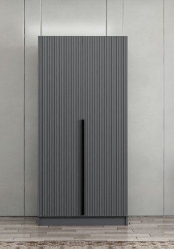 FUNZI LIVING Plus Membrane 210 garderobe, m. 2 drer, 1 hylle, 2 hengerstenger - antrasittgr