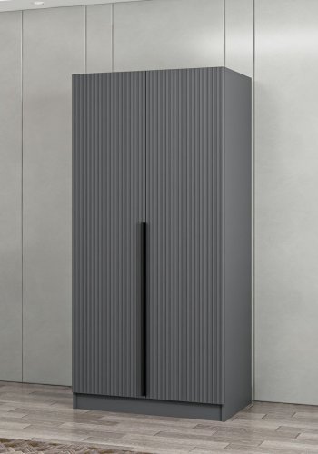 FUNZI LIVING Plus Membrane 210 garderobe, m. 2 drer, 1 hylle, 2 hengerstenger - antrasittgr