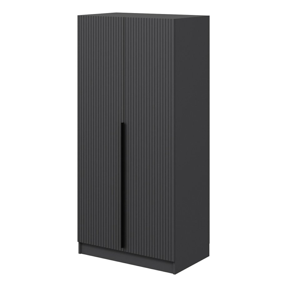 FUNZI LIVING Plus Membrane 210 garderobe, m. 2 drer, 1 hylle, 2 hengerstenger - antrasittgr