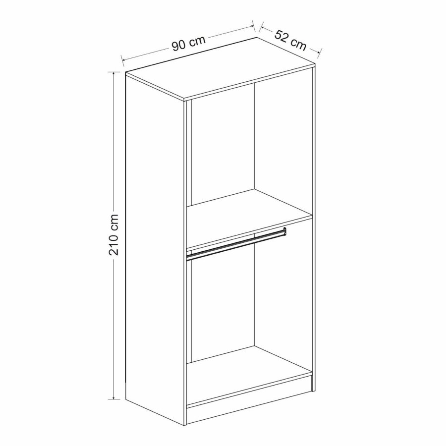 FUNZI LIVING Plus Membrane 210 garderobe, m. 2 drer, 1 hylle, 2 hengerstenger - antrasittgr