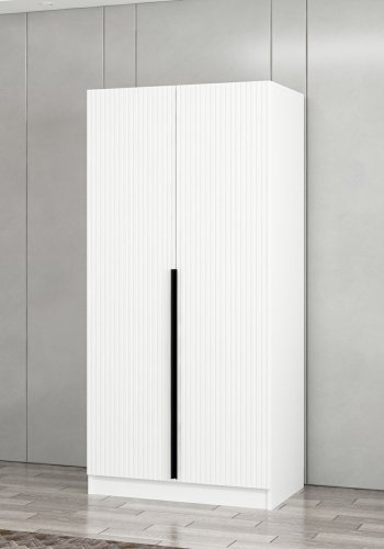 FUNZI LIVING Plus Membrane 210 garderobe, m. 2 drer, 1 hylle, 2 hengerstenger - hvit melamin