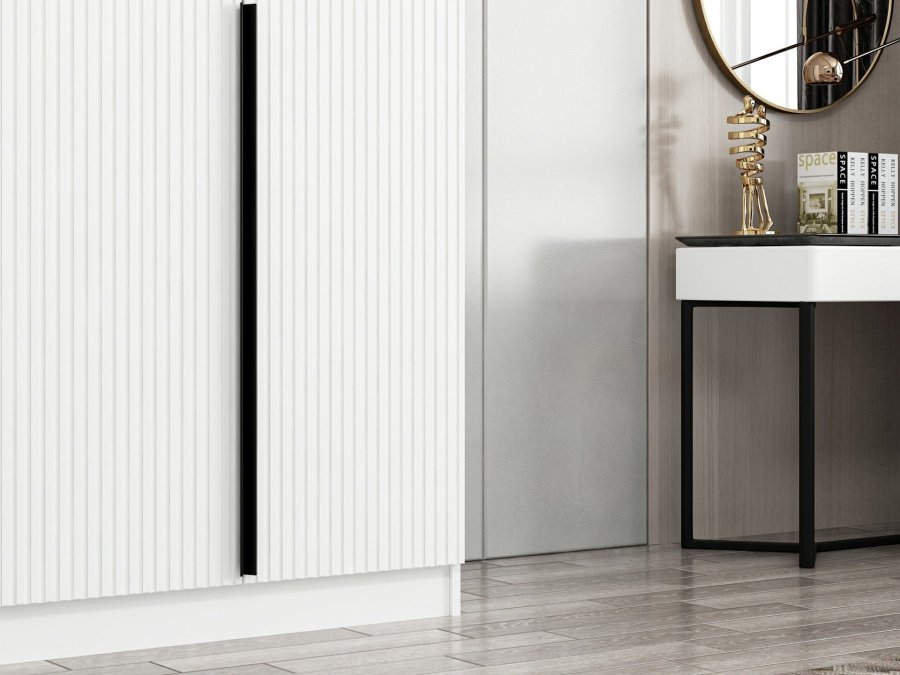 FUNZI LIVING Plus Membrane 210 garderobe, m. 2 drer, 1 hylle, 2 hengerstenger - hvit melamin