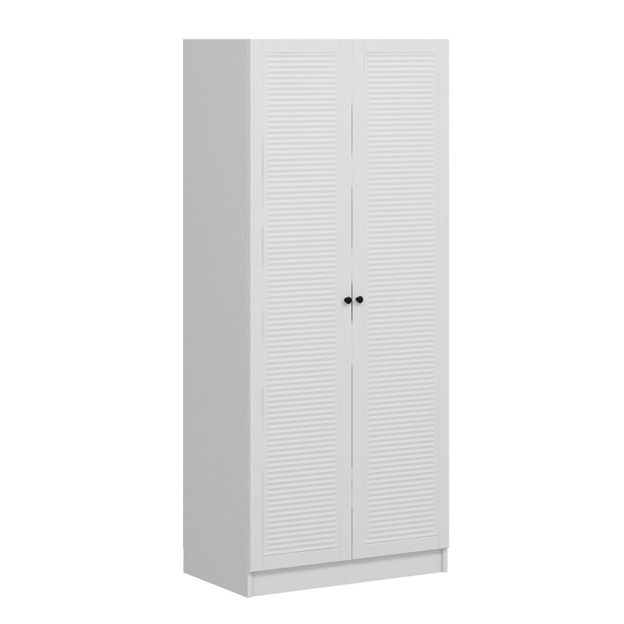 FUNZI LIVING Membrane Blinds 190 garderobe, m. 2 drer, 1 hylle, 2 hengerstenger - hvit melamin